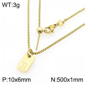 Fashionable stainless steel gold-plated letter R paired with a versatile necklace - KN293710-Z