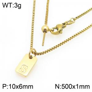 Fashionable stainless steel gold-plated letter S paired with a versatile necklace - KN293711-Z