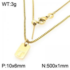 Fashionable stainless steel gold-plated letter T paired with a versatile necklace - KN293712-Z