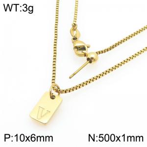 Fashionable stainless steel gold-plated letter V paired with a versatile necklace - KN293714-Z