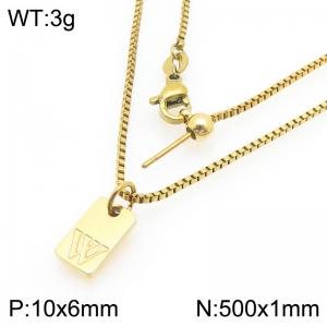 Fashionable stainless steel gold-plated letter W paired with a versatile necklace - KN293715-Z