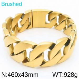 Punk exaggerated personality stainless steel 460 × 43mm frosted Cuban chain special buckle domineering gold bracelet - KN293731-KJX