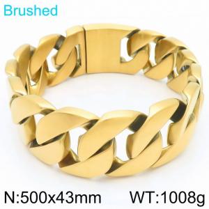 Punk exaggerated personality stainless steel 500 × 43mm frosted Cuban chain special buckle domineering gold bracelet - KN293732-KJX
