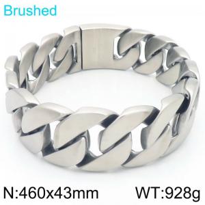 Punk exaggerated personality stainless steel 460 × 43mm frosted Cuban chain special buckle domineering silver bracelet - KN293736-KJX
