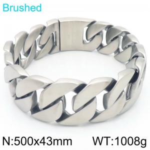Punk exaggerated personality stainless steel 500 × 43mm frosted Cuban chain special buckle domineering silver bracelet - KN293737-KJX