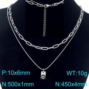 Simple Chain Link Necklace Customized Alphabet G Pendant Women  Silver Color Fashion Goth Jewelry Party Gift - KN293783-Z