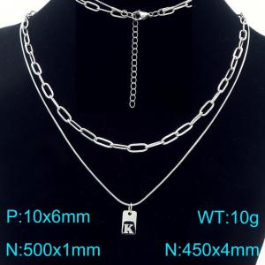Simple Chain Link Necklace Customized Alphabet K Pendant Women  Silver Color Fashion Goth Jewelry Party Gift - KN293787-Z