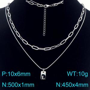 Simple Chain Link Necklace Customized Alphabet L Pendant Women  Silver Color Fashion Goth Jewelry Party Gift - KN293788-Z