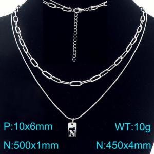 Simple Chain Link Necklace Customized Alphabet N Pendant Women  Silver Color Fashion Goth Jewelry Party Gift - KN293790-Z