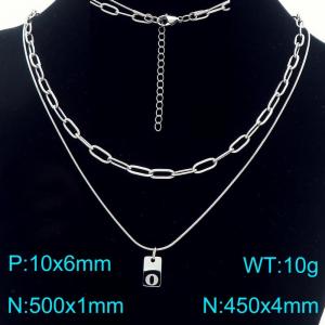 Simple Chain Link Necklace Customized Alphabet O Pendant Women  Silver Color Fashion Goth Jewelry Party Gift - KN293791-Z