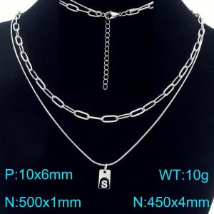 Simple Chain Link Necklace Customized Alphabet S Pendant Women  Silver Color Fashion Goth Jewelry Party Gift - KN293795-Z
