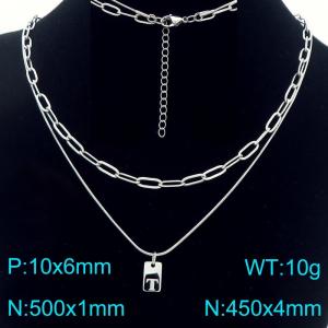 Simple Chain Link Necklace Customized Alphabet T Pendant Women  Silver Color Fashion Goth Jewelry Party Gift - KN293796-Z