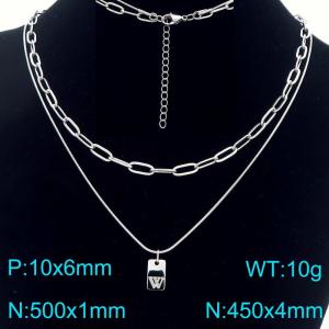 Simple Chain Link Necklace Customized Alphabet W Pendant Women  Silver Color Fashion Goth Jewelry Party Gift - KN293799-Z