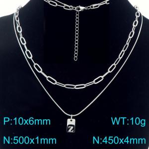 Simple Chain Link Necklace Customized Alphabet Z Pendant Women  Silver Color Fashion Goth Jewelry Party Gift - KN293802-Z