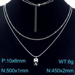 Simple Chain Link Necklace Customized Alphabet A Pendant Women  Silver Color Fashion Goth Jewelry Party Gift - KN293932-Z
