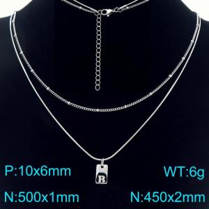 Simple Chain Link Necklace Customized Alphabet B Pendant Women  Silver Color Fashion Goth Jewelry Party Gift - KN293933-Z