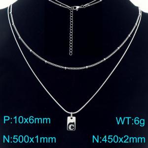 Simple Chain Link Necklace Customized Alphabet C Pendant Women  Silver Color Fashion Goth Jewelry Party Gift - KN293934-Z