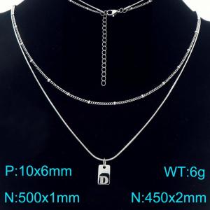 Simple Chain Link Necklace Customized Alphabet D Pendant Women  Silver Color Fashion Goth Jewelry Party Gift - KN293935-Z