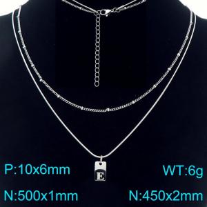 Simple Chain Link Necklace Customized Alphabet E Pendant Women  Silver Color Fashion Goth Jewelry Party Gift - KN293936-Z