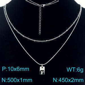Simple Chain Link Necklace Customized Alphabet F Pendant Women  Silver Color Fashion Goth Jewelry Party Gift - KN293937-Z