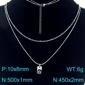 Simple Chain Link Necklace Customized Alphabet G Pendant Women  Silver Color Fashion Goth Jewelry Party Gift - KN293938-Z