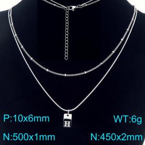 Simple Chain Link Necklace Customized Alphabet H Pendant Women  Silver Color Fashion Goth Jewelry Party Gift - KN293939-Z