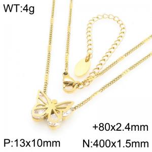 Butterfly pendant stainless steel women's necklace - KN295011-KFC