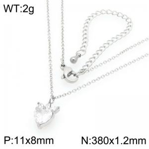 European and American fashion personality stainless steel creative sparkling zircon set strawberry temperament silver necklace - KN295036-GC