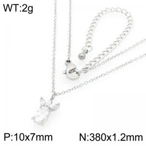 European and American fashion personality stainless steel creative sparkling zirconia wave pineapple temperament silver necklace - KN295038-GC