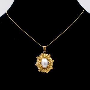 SS Gold-Plating Necklace - KN295195-MI