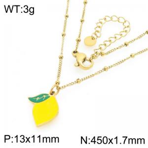 European and American fashion personality stainless steel creative fruit series lemon pendant temperament gold necklace - KN295289-Z
