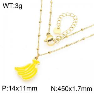 European and American fashion personality stainless steel creative fruit series banana pendant temperament gold necklace - KN295291-Z