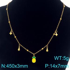 Fashionable stainless steel countryside style pineapple necklace - KN295383-Z