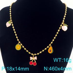 Fashion stainless steel countryside style necklace with multiple fruit accessories - KN295388-Z