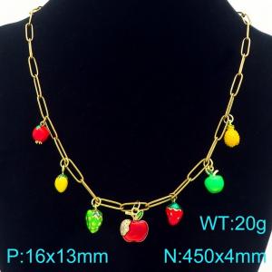 Fashion stainless steel countryside style necklace with multiple fruit accessories - KN295389-Z