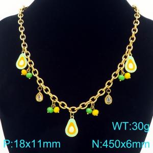 Fashion stainless steel countryside style necklace with multiple fruit accessories - KN295391-Z