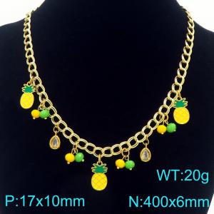Fashion stainless steel countryside style necklace with multiple fruit accessories - KN295392-Z