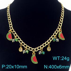 Fashion stainless steel countryside style necklace with multiple fruit accessories - KN295393-Z