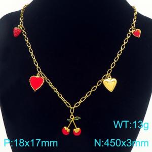 Fashion stainless steel countryside style necklace with multiple fruit accessories - KN295394-Z