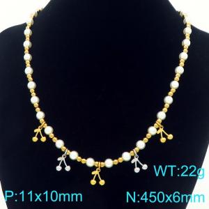 Fashionable stainless steel countryside style bead necklace with multiple fruit accessories - KN295400-Z
