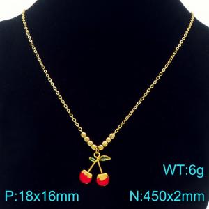 Fashion stainless steel cherry necklace - KN295402-Z