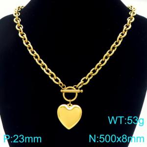 Stainless steel heart-shaped OT buckle necklace - KN295633-Z