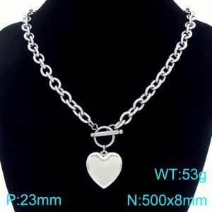 Stainless steel heart-shaped OT buckle necklace - KN295634-Z