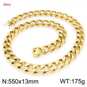 550X13mm Gold-Plated Stainless Steel Cuban Necklace - KN295697-ZLY