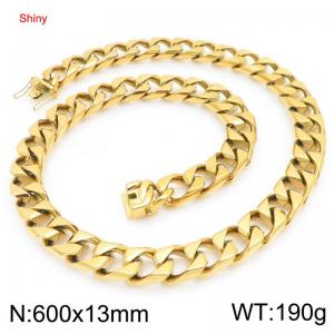 600X13mm Gold-Plated Stainless Steel Cuban Necklace - KN295698-ZLY