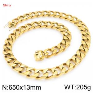 650X13mm Gold-Plated Stainless Steel Cuban Necklace - KN295699-ZLY