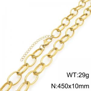 Fashionable and personalized stainless steel 450 × 10mm O-chain lobster buckle temperament gold necklace - KN295738-GC