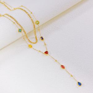 SS Gold-Plating Necklace - KN297550-SXSJ