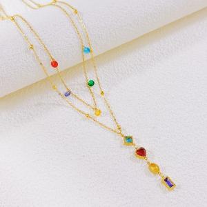 SS Gold-Plating Necklace - KN297551-SXSJ