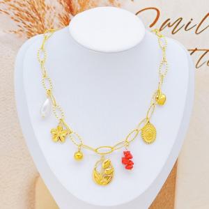 SS Gold-Plating Necklace - KN297588-SXSJ